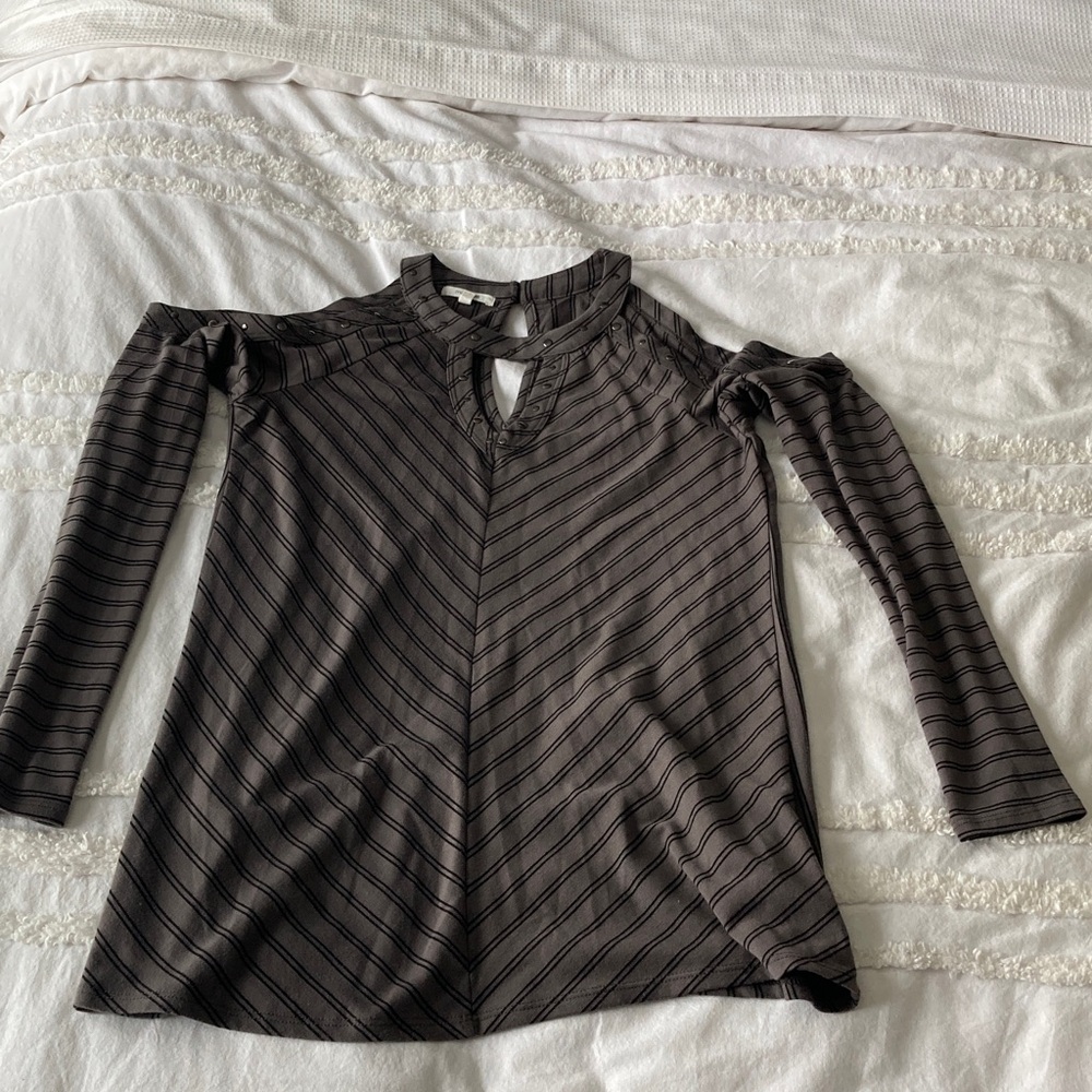 Maurice’s Striped Cold-Shoulder Tunic Top